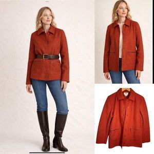 Talbots Alpaca Wool Blend Coral Burnt Orange Petites Jacket sz MP‎ minimalist